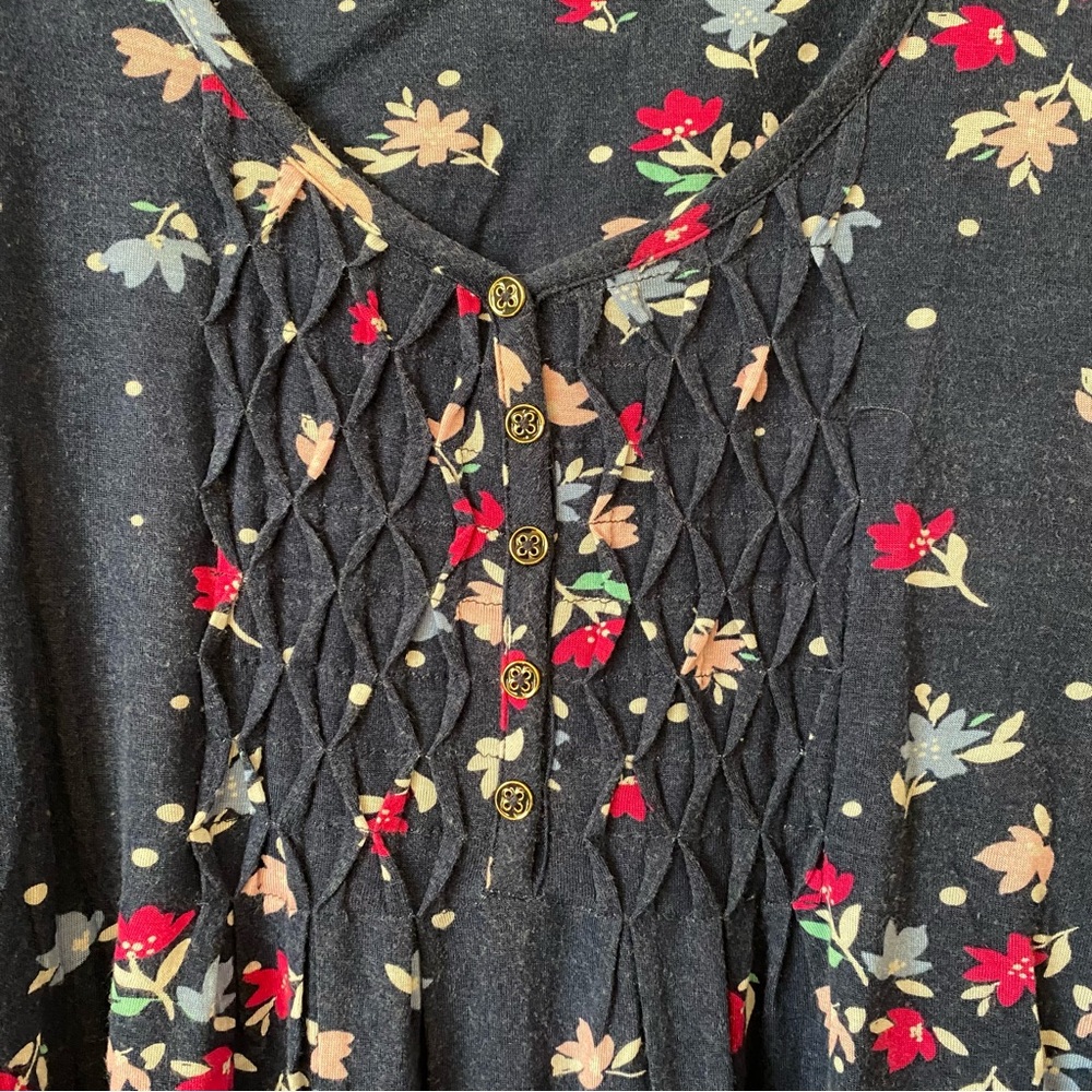 Kim Rogers Floral Navy 3/4 Sleeve top Size 2X - Picture 5 of 14